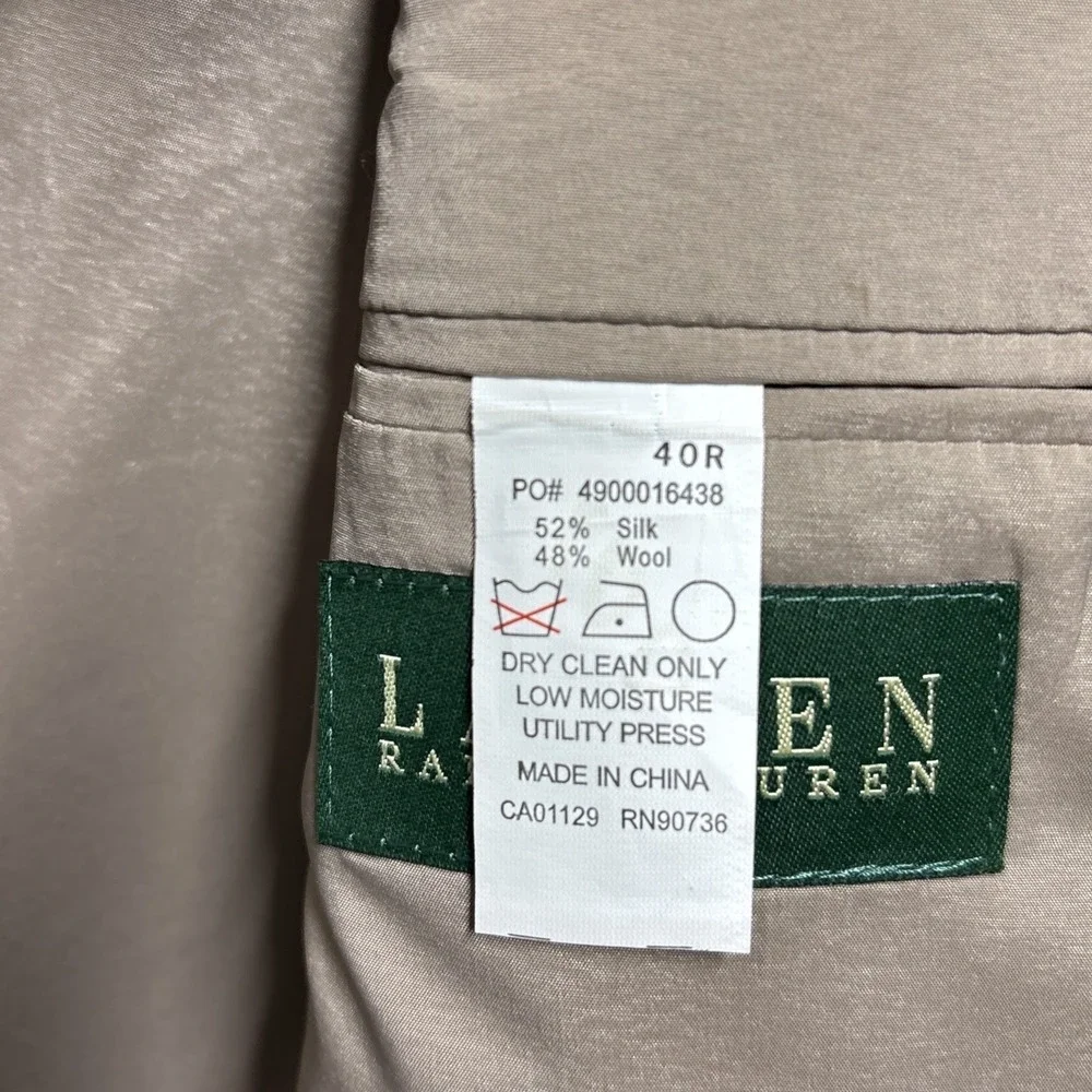 Lauren Ralph Lauren Silk Wool Blazer Sport Coat Men's Size 40R Gray 2 Button